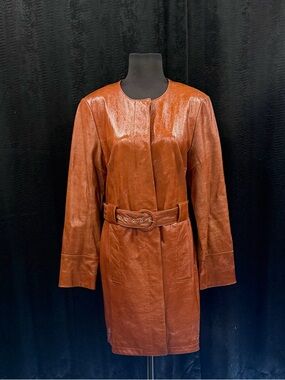 Doncaster Rust Brown Leather Belted Coat